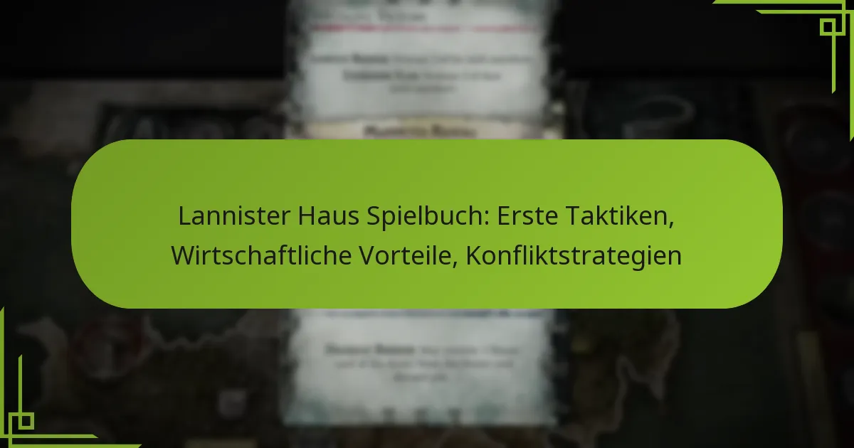 Lannister Haus Spielbuch: Erste Taktiken, Wirtschaftliche Vorteile, Konfliktstrategien
