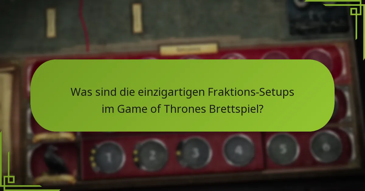 Was sind die einzigartigen Fraktions-Setups im Game of Thrones Brettspiel?